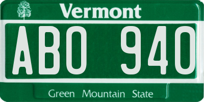 VT license plate ABO940