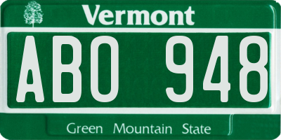 VT license plate ABO948