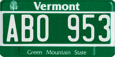 VT license plate ABO953