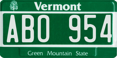 VT license plate ABO954
