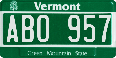 VT license plate ABO957