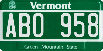 VT license plate ABO958