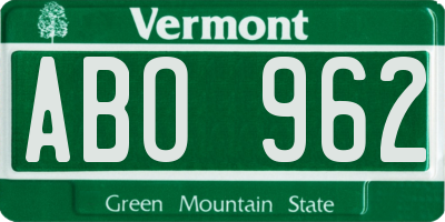 VT license plate ABO962