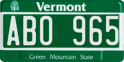 VT license plate ABO965