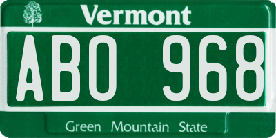 VT license plate ABO968