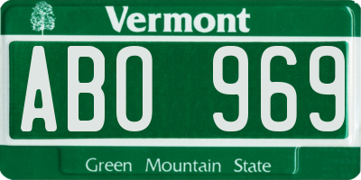 VT license plate ABO969