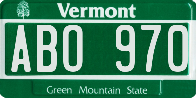 VT license plate ABO970