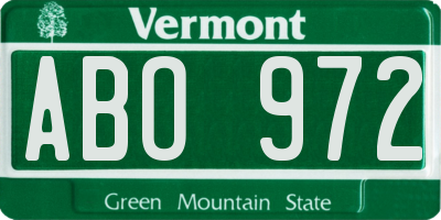 VT license plate ABO972