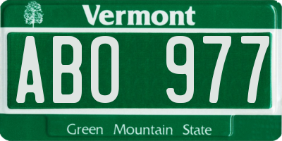 VT license plate ABO977