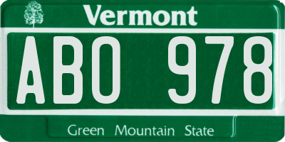 VT license plate ABO978