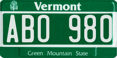 VT license plate ABO980