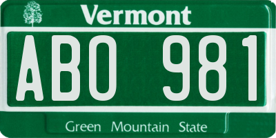 VT license plate ABO981