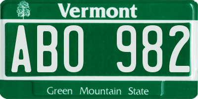 VT license plate ABO982