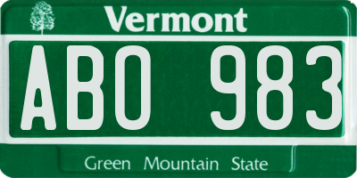 VT license plate ABO983