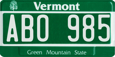 VT license plate ABO985