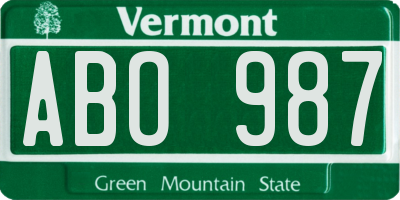 VT license plate ABO987