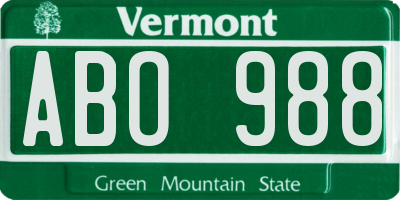 VT license plate ABO988