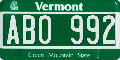 VT license plate ABO992