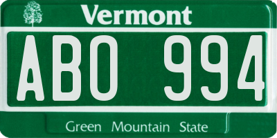 VT license plate ABO994