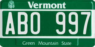 VT license plate ABO997