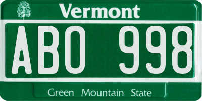 VT license plate ABO998