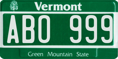 VT license plate ABO999