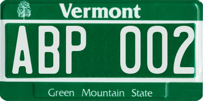 VT license plate ABP002