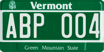 VT license plate ABP004