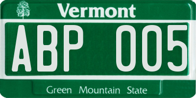 VT license plate ABP005