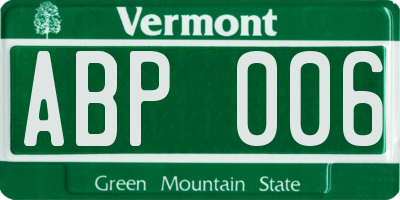 VT license plate ABP006