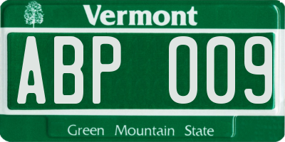 VT license plate ABP009