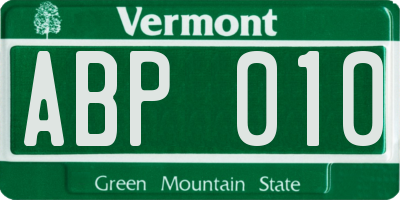 VT license plate ABP010