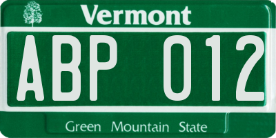 VT license plate ABP012