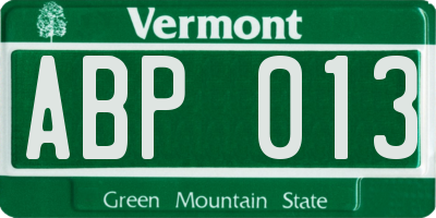 VT license plate ABP013