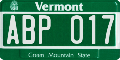 VT license plate ABP017