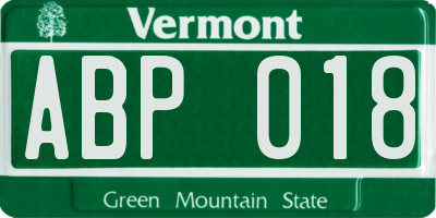 VT license plate ABP018