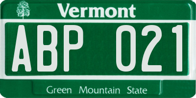 VT license plate ABP021