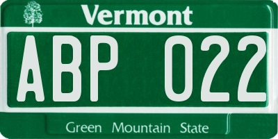 VT license plate ABP022