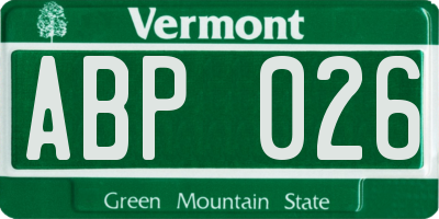 VT license plate ABP026