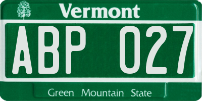 VT license plate ABP027