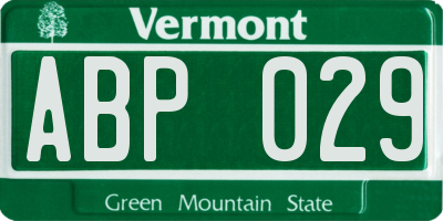 VT license plate ABP029