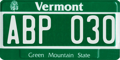 VT license plate ABP030