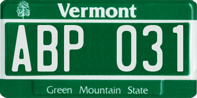 VT license plate ABP031