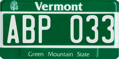 VT license plate ABP033