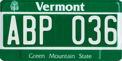 VT license plate ABP036