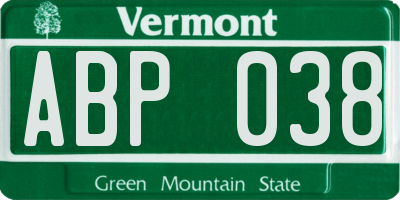 VT license plate ABP038