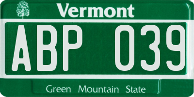 VT license plate ABP039