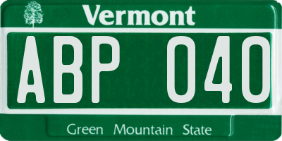 VT license plate ABP040