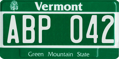 VT license plate ABP042