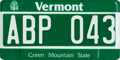 VT license plate ABP043